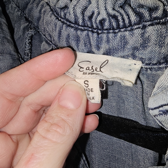 Easel Blue Denim Ruffle Midi Dress - Picture 3 of 5